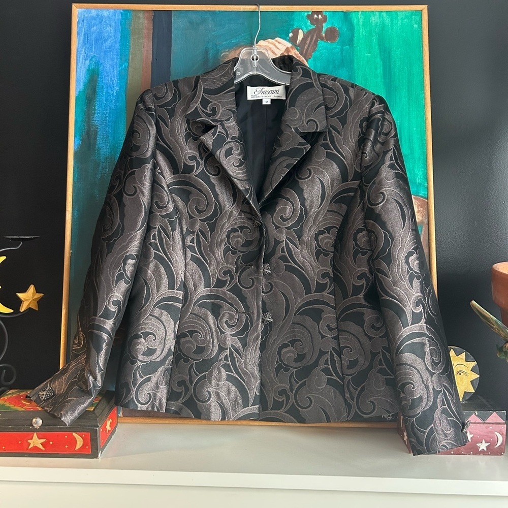 Frascara Black and Gray Swirl Women's Blazer Size 12
